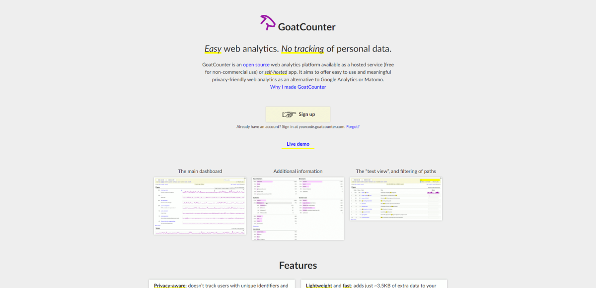 GoatCounter analytics