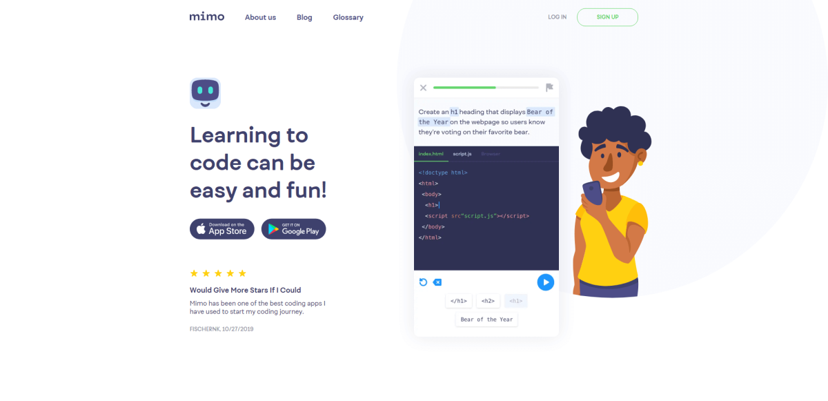 Mimo learn to code on mobile