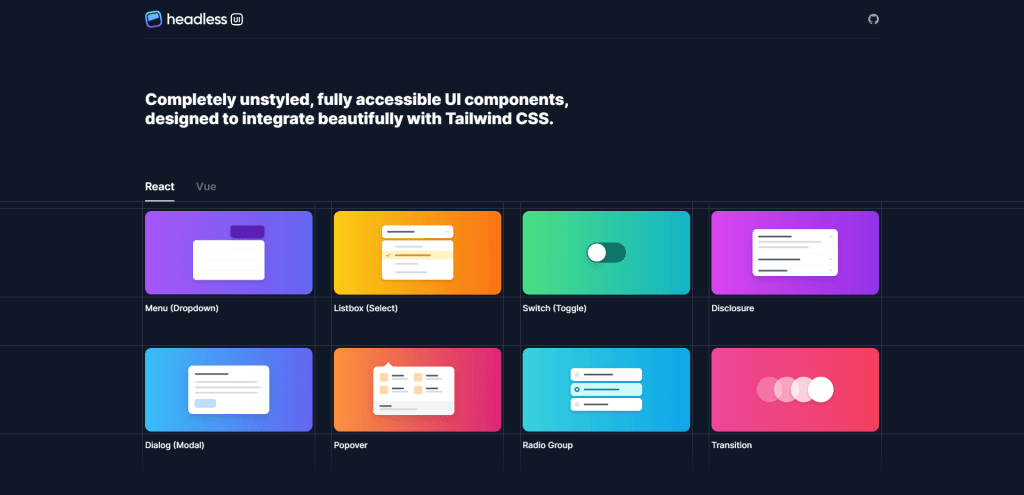Headless UI – Unstyled, fully accessible UI components