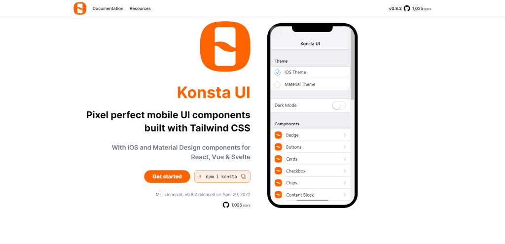 Konsta UI - Pixel perfect mobile UI components built with Tailwind CSS