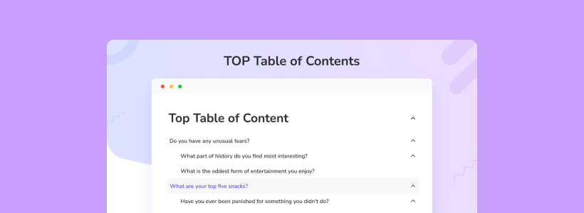 TOP Table Of Contents