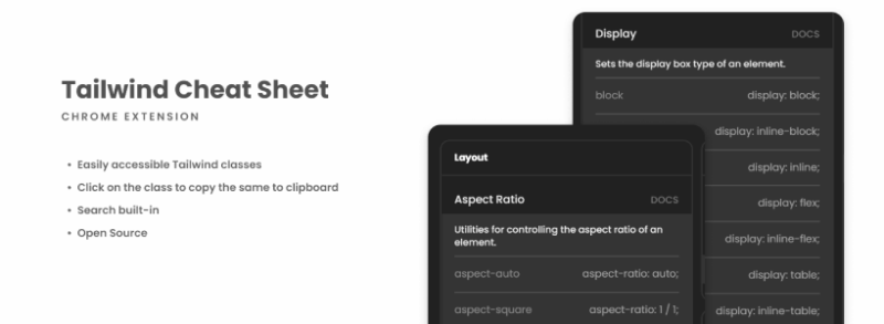 Tailwind CSS Cheat Sheet Chrome Extension