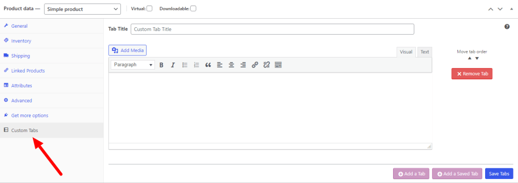 custom tabs for product pages woocommerce