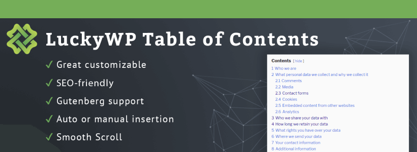 LuckyWP Table of Contents