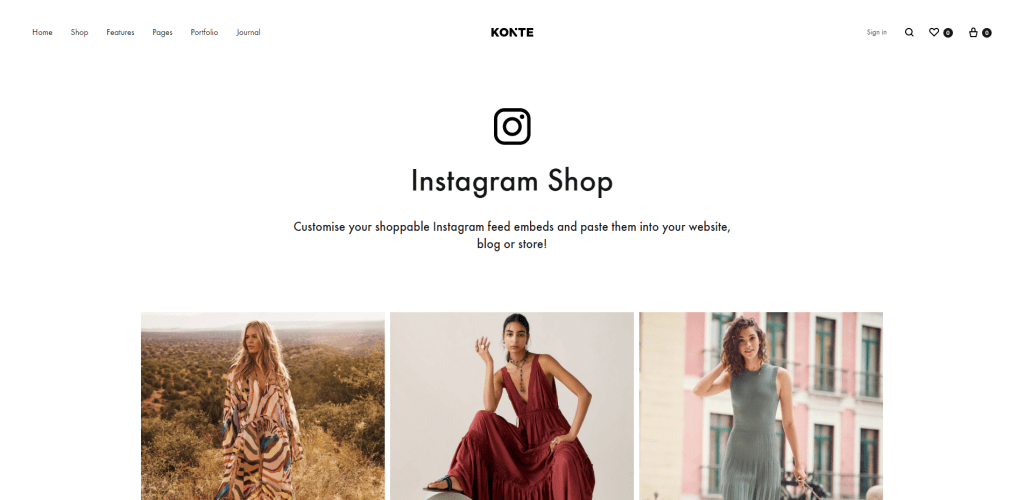 Instagram Shop demo example