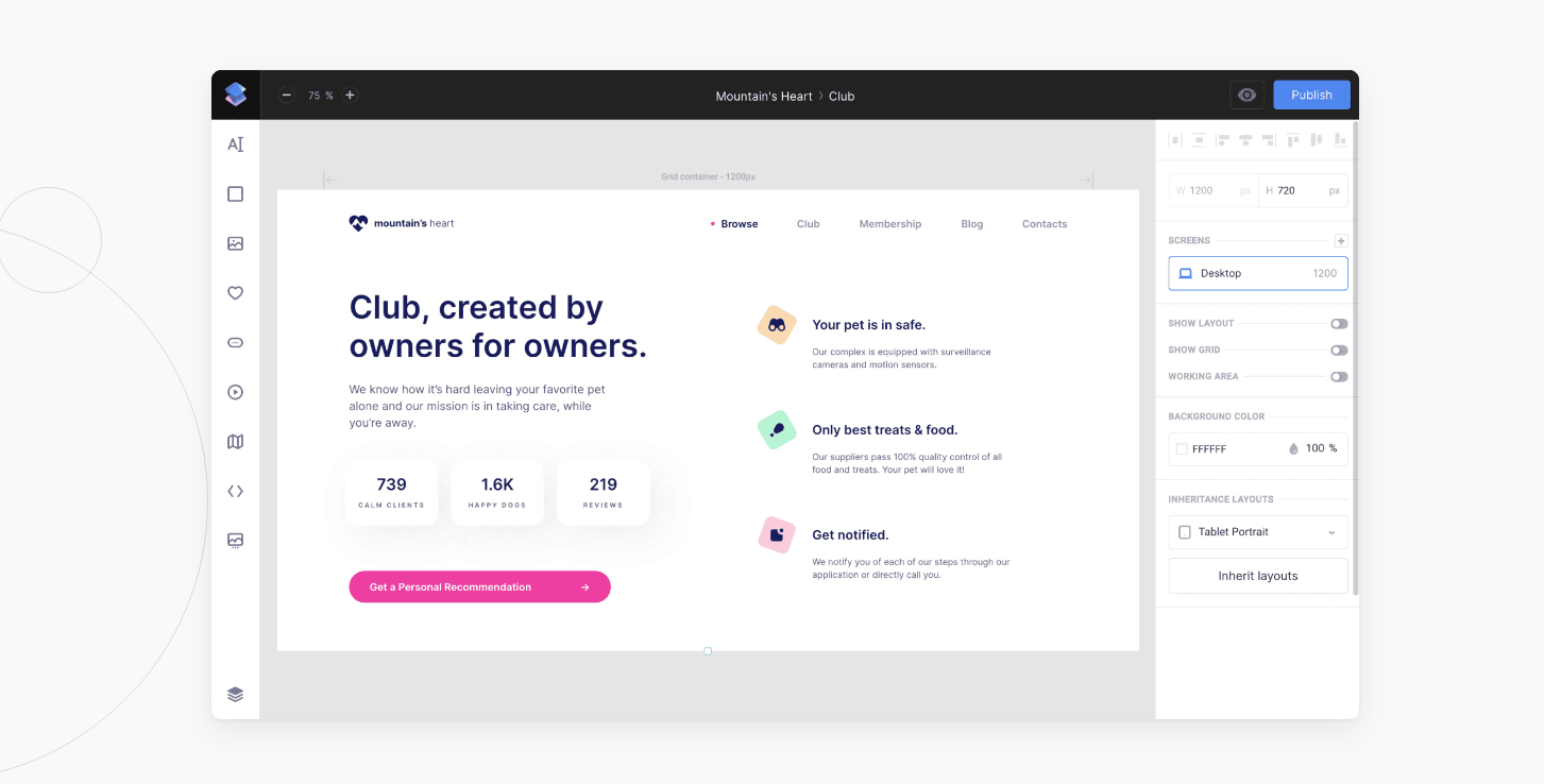 No Code Website Builder, Web Design Tool for Designers