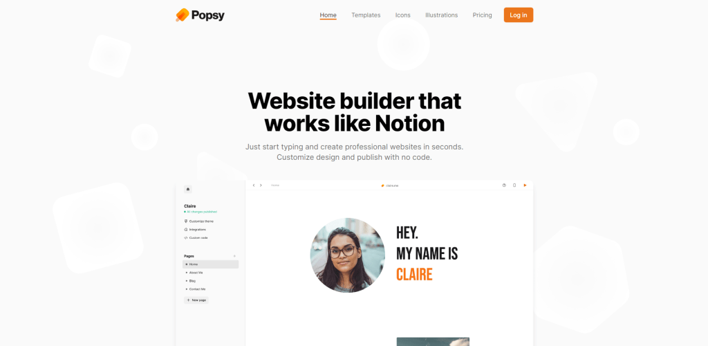 Popsy - No-code website builder that works like Notion