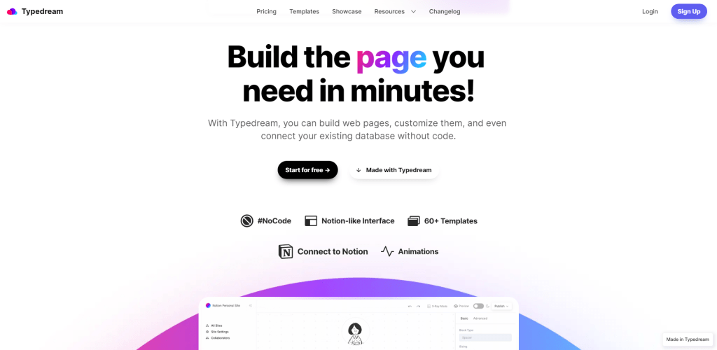 Typedream | Build a website with no-code