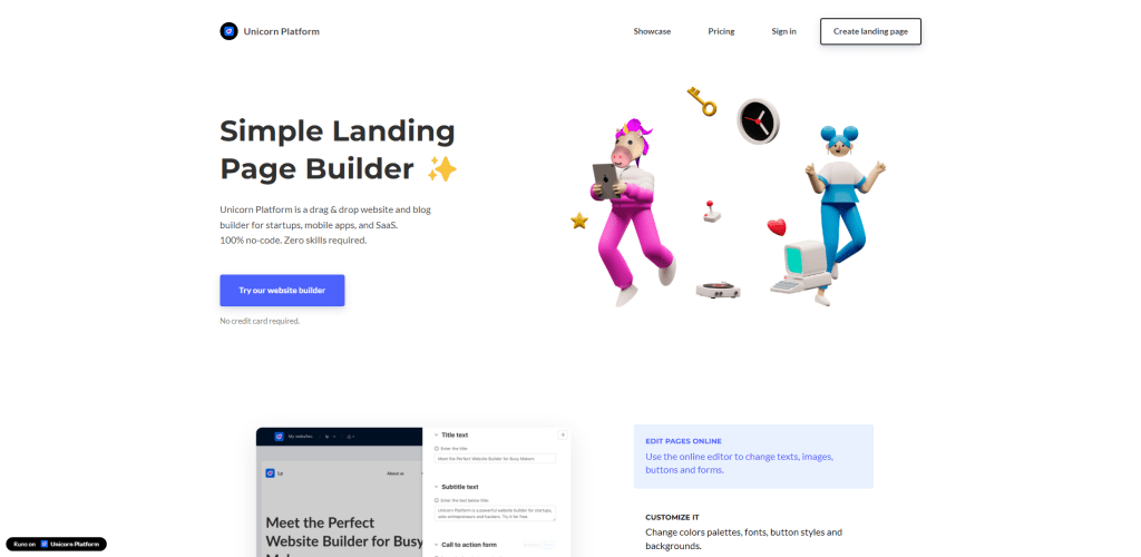 Unicorn Platform is a drag & drop website and blog builder