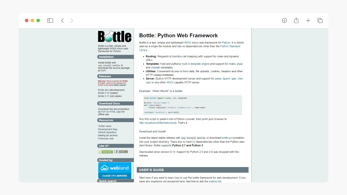 Bottle - Python Framework