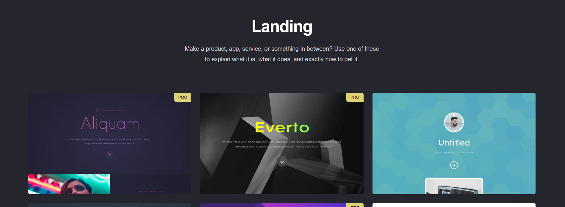 Carrd landing page templates