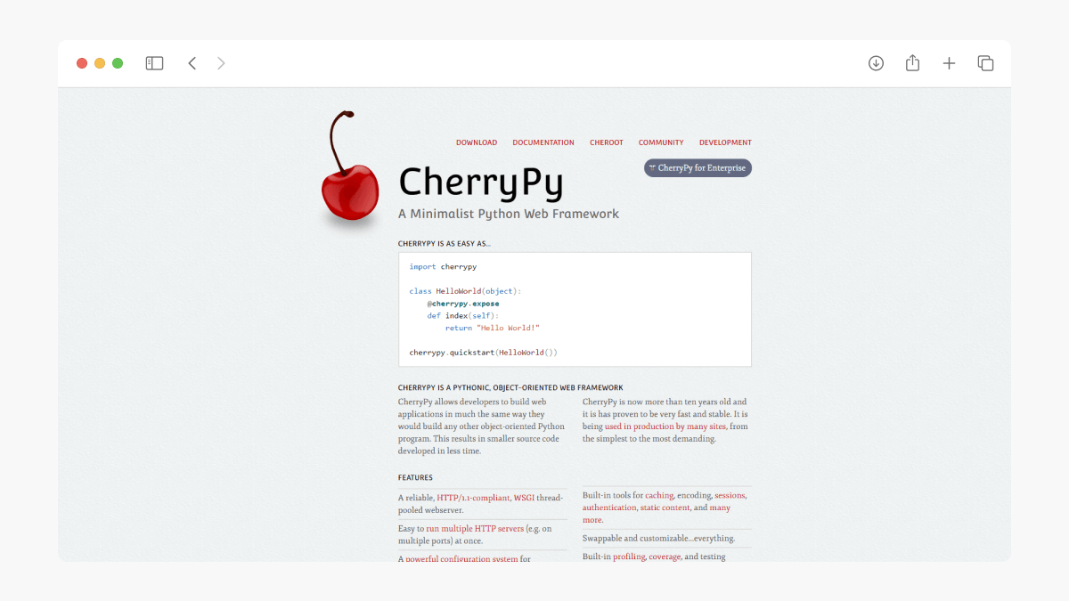 CherryPy - Python Framework