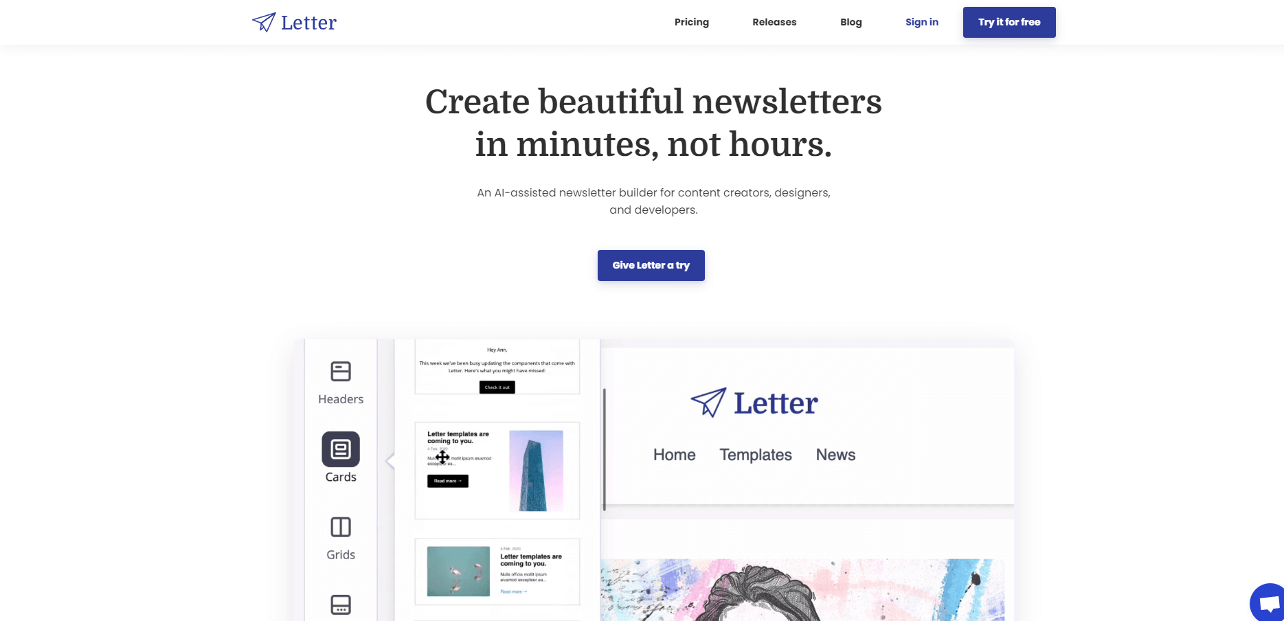 the popular newsletter platform "letter" built their website with unicorn platform