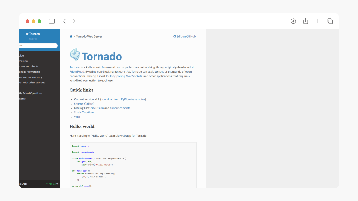 Tornado - Python Framework