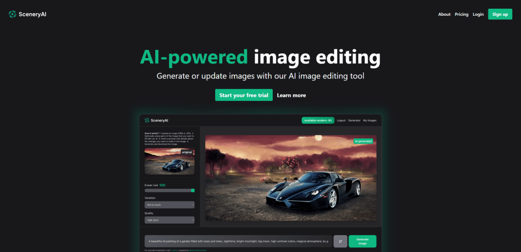 SceneryAI - edit and update images with prompts