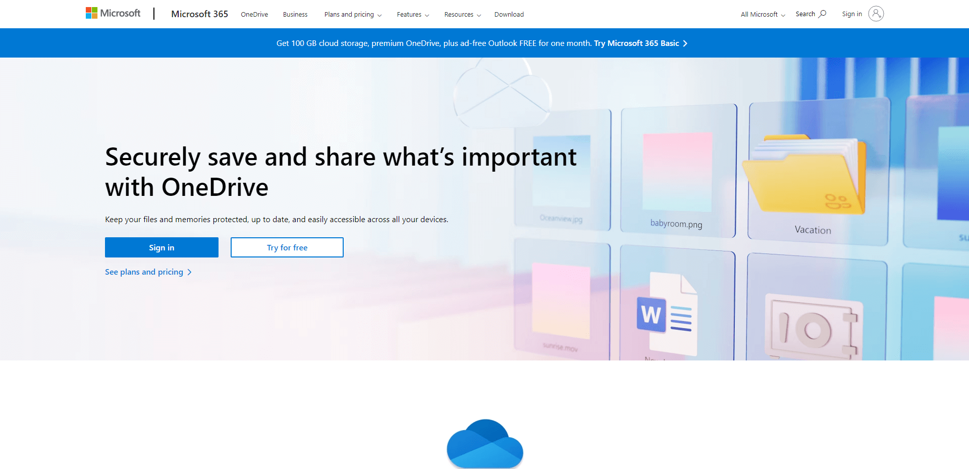 onedrive cloud storage and file sharing for business