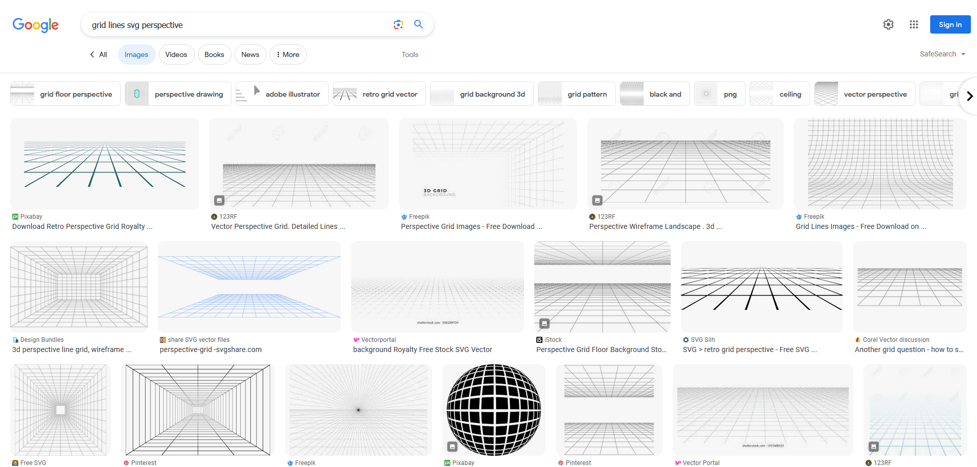 grid lines svg perspective - google