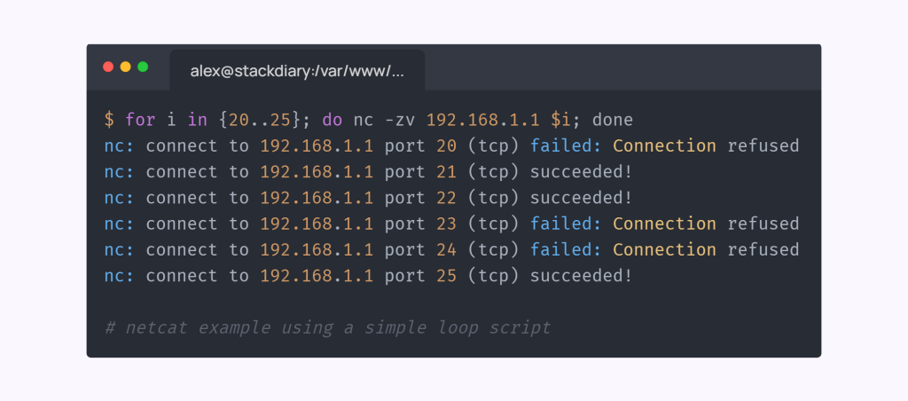 netcat example using a simple loop script
