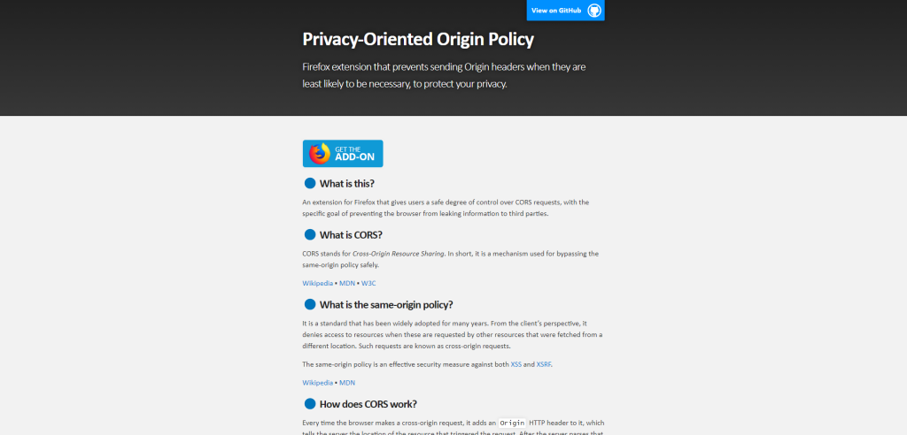 Privacy-Oriented Origin Policy