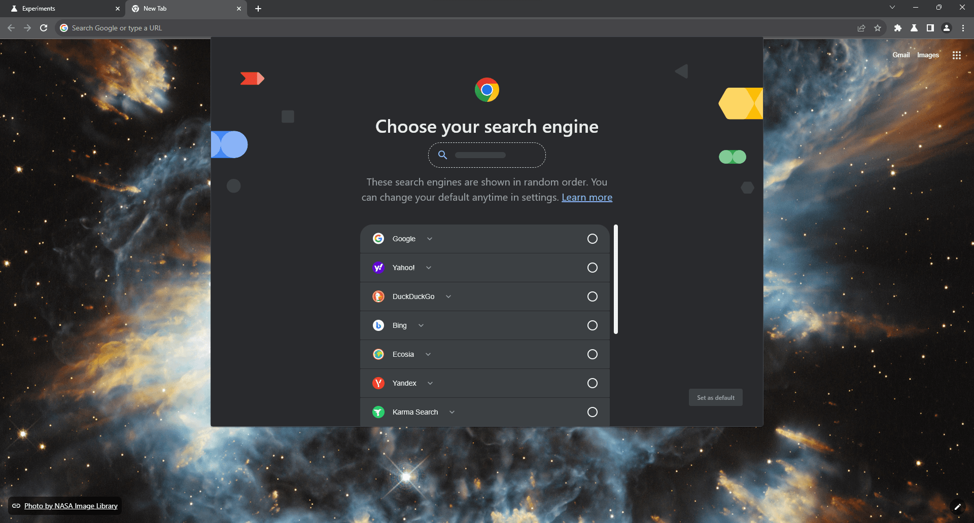 Google testing the search engine selection screen for Chrome users in ...
