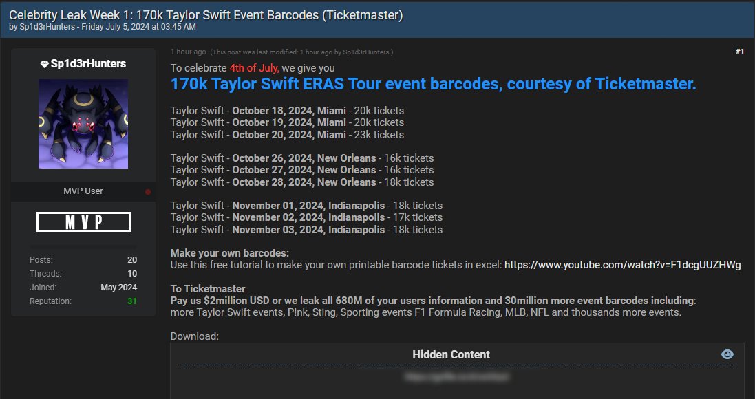 170k Taylor Swift ERAS Tour Barcodes Leaked for Free