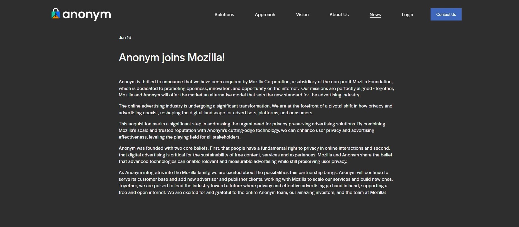 Anonym joins Mozilla