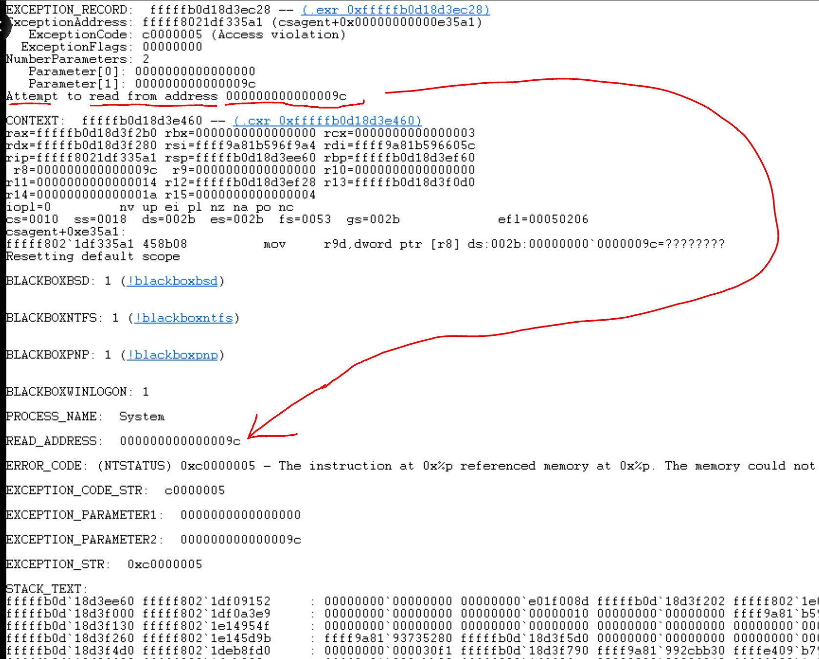 crowdstrike null pointer