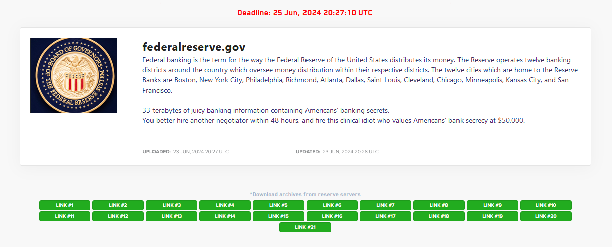 federal reserve claim by lockbit