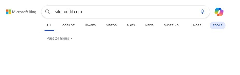 Both Bing and DuckDuckGo have not indexed any pages from Reddit in the past 24 hours